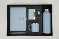 Classy Metal Flip Diary + Classic Metal Pen + Classy Leather Metal Keychain + Classy Card Holder + Classic Smart Bottle  + Stainless Steel Mug - BLUE