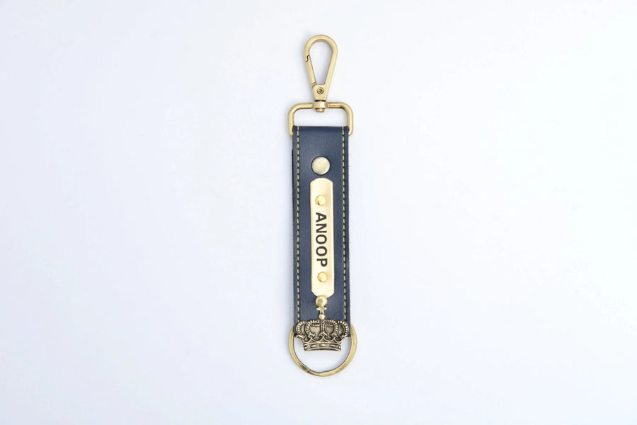 Personalized Nexon Leather Keychain with Hook - Royal Blue