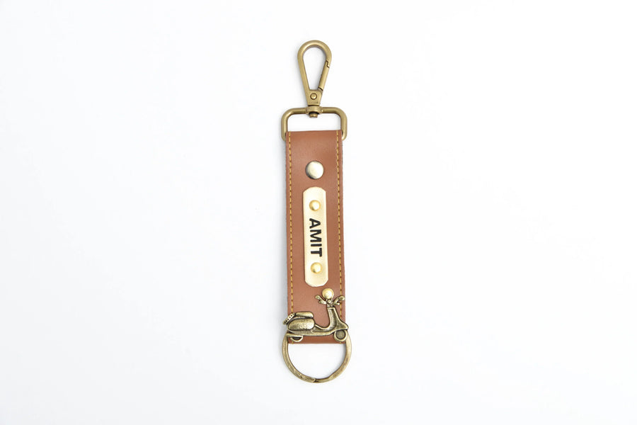 Personalized Nexon Leather Keychain with Hook - Tan