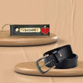 Personalized Leather Keychain and Belt for Men's - Black