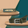 Personalized Leather Keychain and Belt for Men's - Green