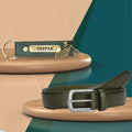 Personalized Leather Keychain and Belt for Men's - Green
