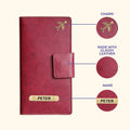 Classy Leather Travel Wallet (Buttoned) - Wine