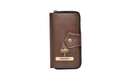 Women's Combo : Premium Lady Wallet & Mini Makeup Kit (Brown)