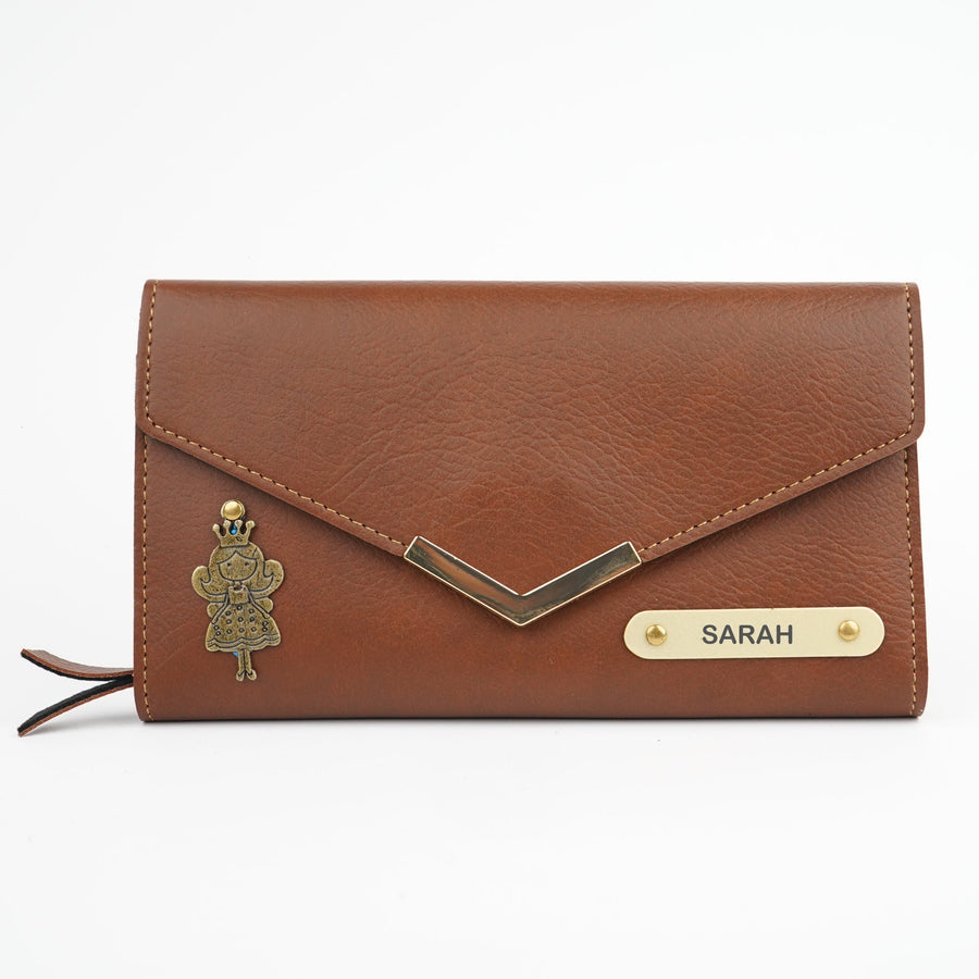 Nexon Leather Personalized Stylish Lady Wallet - Tan