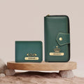 Personalized Couple's Combo : Premium Lady Wallet ( Product 1 )& Men's Wallet(Product 2) - Olive Green
