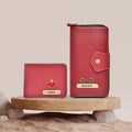 Personalized Couple's Combo : Premium Lady Wallet ( Product 1 )& Men's Wallet (Product 2)- Wine