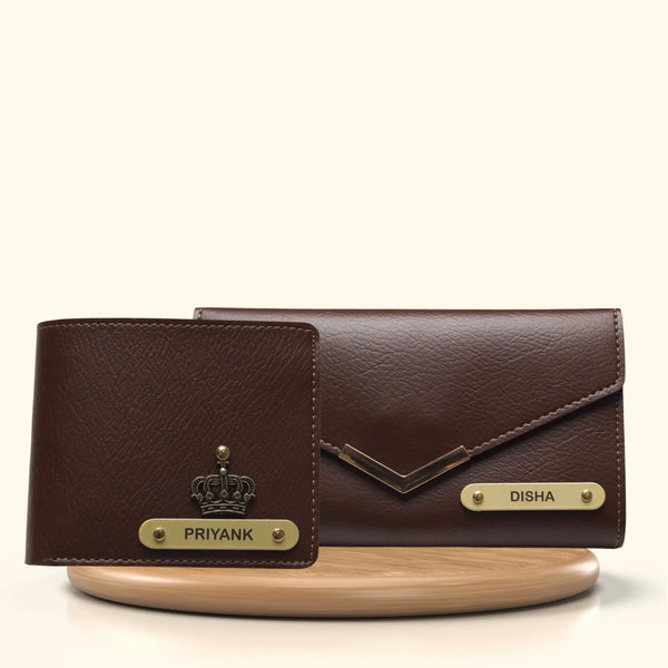 Nexon Leather Lady Wallet + Men's Wallet (Couple Gift 1) - Brown