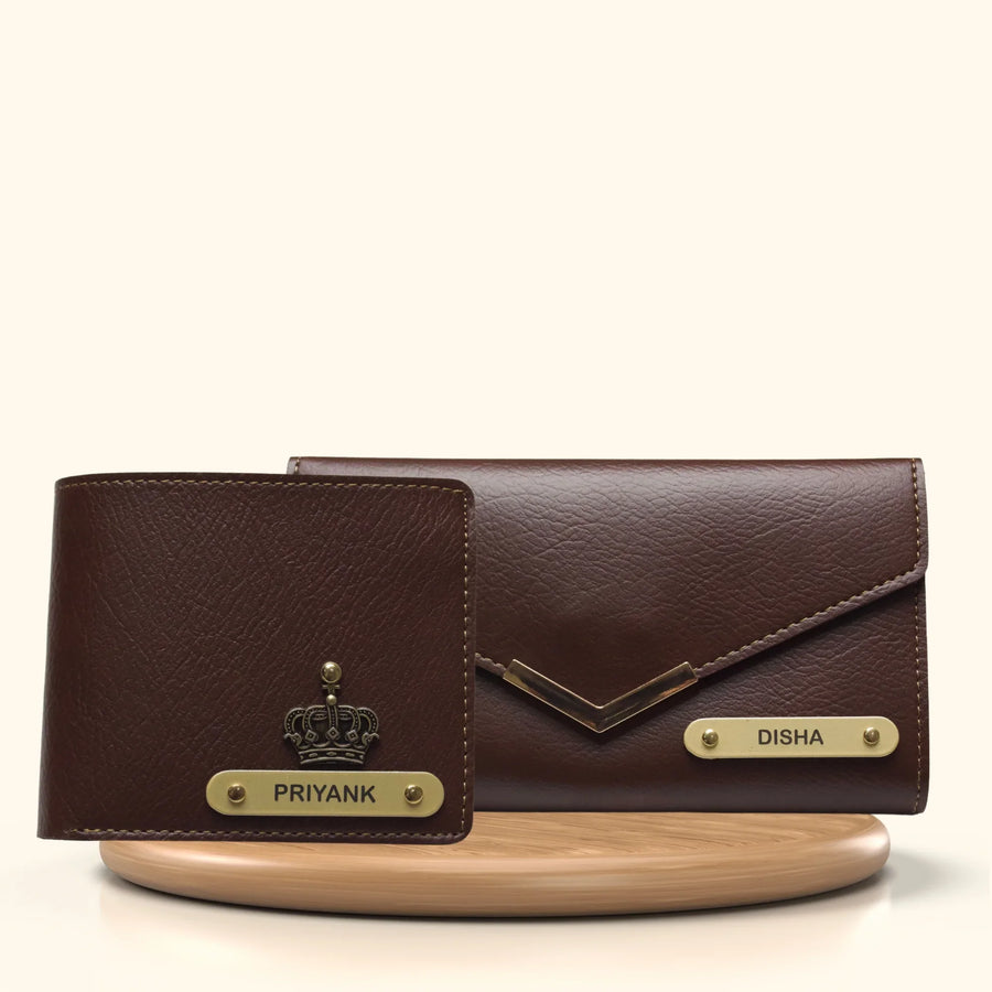 Nexon Leather Lady Wallet + Men's Wallet (Couple Gift 1) - Brown