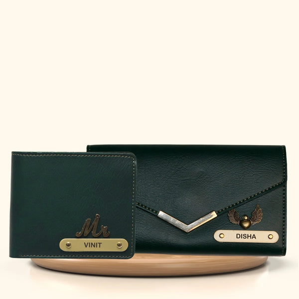 Nexon Leather Lady Wallet + Men's Wallet (Couple Gift 1) - Olive Green