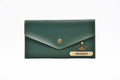 Nexon Leather Personalized Minimal Clutch With Charm - Olive Green