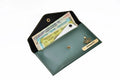 Nexon Leather Personalized Minimal Clutch With Charm - Olive Green