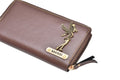 Personalized Women's Minimal Clutch with All-around ZIpper - Brown