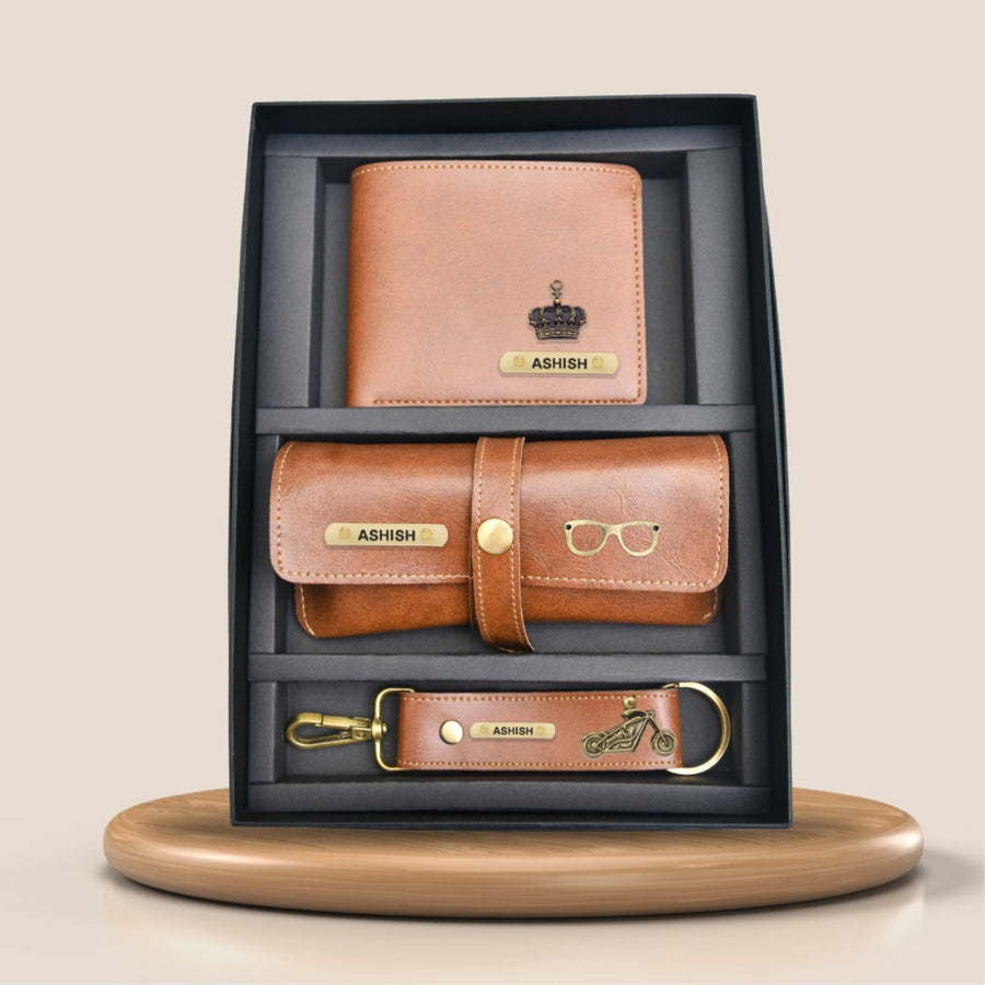 Classy Leather Customized Men's Combo (3 pcs) - Tan