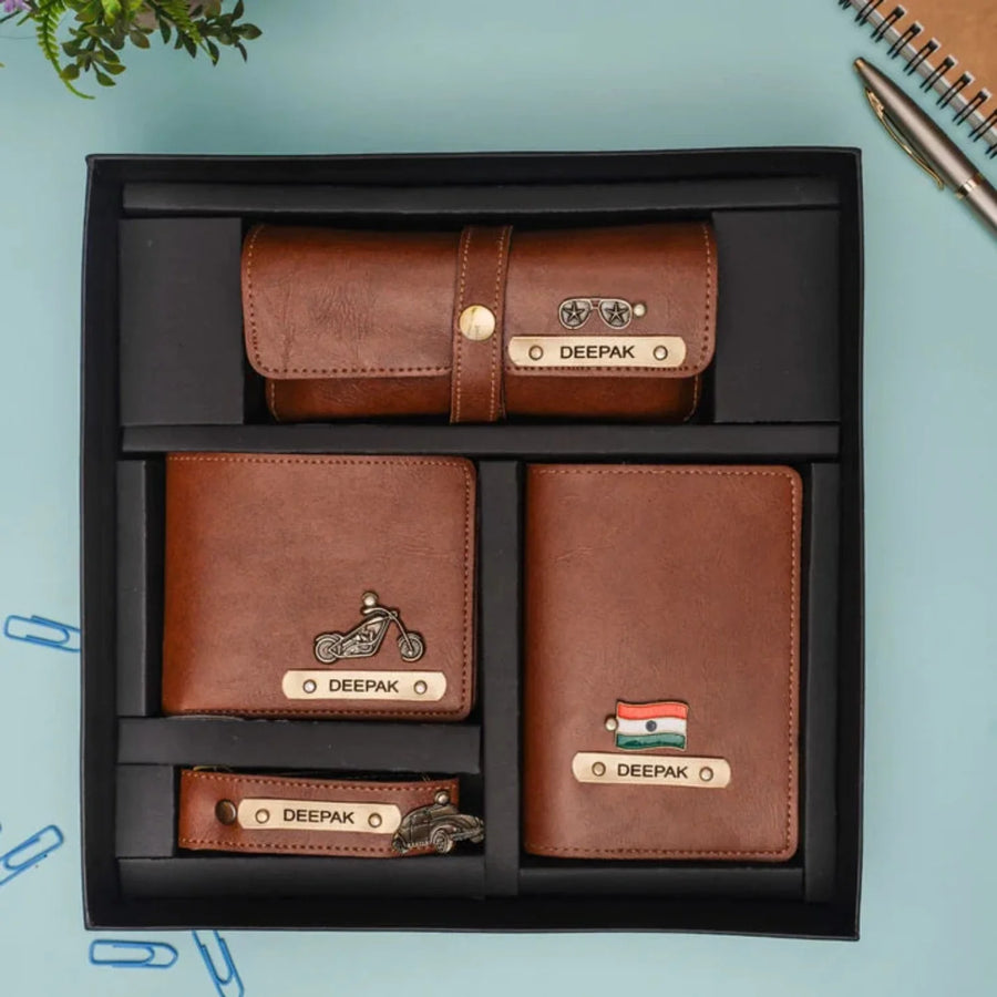 Classy Leather Customized All in One Men's Combo (4 pcs) - Tann