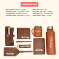 Customized men Gift with Name & Charm, Leather men's Wallett, Passport Cover, Water Bottle, Keychain, Customised Pen - Tann