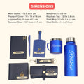Customized men Gift with Name & Charm, Leather men's Wallett, Passport Cover, Water Bottle, Keychain, Customised Pen - Blue