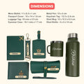 Customized men Gift with Name & Charm, Leather men's Wallett, Passport Cover, Water Bottle, Keychain, Customised Pen - Green