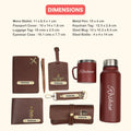 Customized men Gift with Name & Charm, Leather men's Wallett, Passport Cover, Water Bottle, Keychain, Customised Pen - Brown