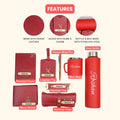 Customized men Gift with Name & Charm, Leather men's Wallett, Passport Cover, Water Bottle, Keychain, Customised Pen - Wine