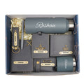 Customized men Gift with Name & Charm, Leather men's Wallett, Passport Cover, Water Bottle, Keychain, Customised Pen - Grey