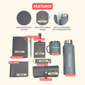 Customized men Gift with Name & Charm, Leather men's Wallett, Passport Cover, Water Bottle, Keychain, Customised Pen - Grey