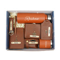 Customized men Gift with Name & Charm, Leather men's Wallett, Passport Cover, Water Bottle, Keychain, Customised Pen - Tann