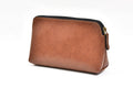 Classy Leather Customized Mutlipurpose Large Travel/Vanity/Make - up Pouch (Tan)