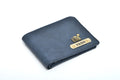 Personalised Genuine Leather Wallet + Pen & keychain Combo - Blue