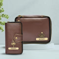 Women's Combo : Premium Lady Wallet & Mini Makeup Kit (Brown)