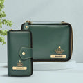 Women's Combo - Mini Makeup Kit & zip around ladyWallet (Olive Green)