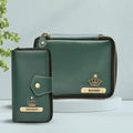 Women's Combo - Mini Makeup Kit & zip around ladyWallet (Olive Green)
