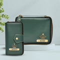 Women's Combo - Mini Makeup Kit & zip around ladyWallet (Olive Green)