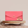Nexon Leather Personalized Minimal Clutch With Charm - Pink