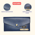Nexon Leather Personalized Minimal Clutch With Charm - Royal Blue