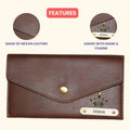 Nexon Leather Personalized Minimal Clutch With Charm - Tan