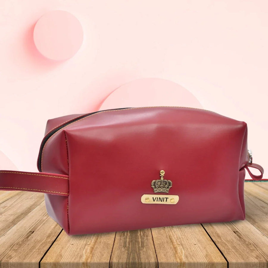 Personalized Mutlipurpose Travel-Make-up Pouch - Wine
