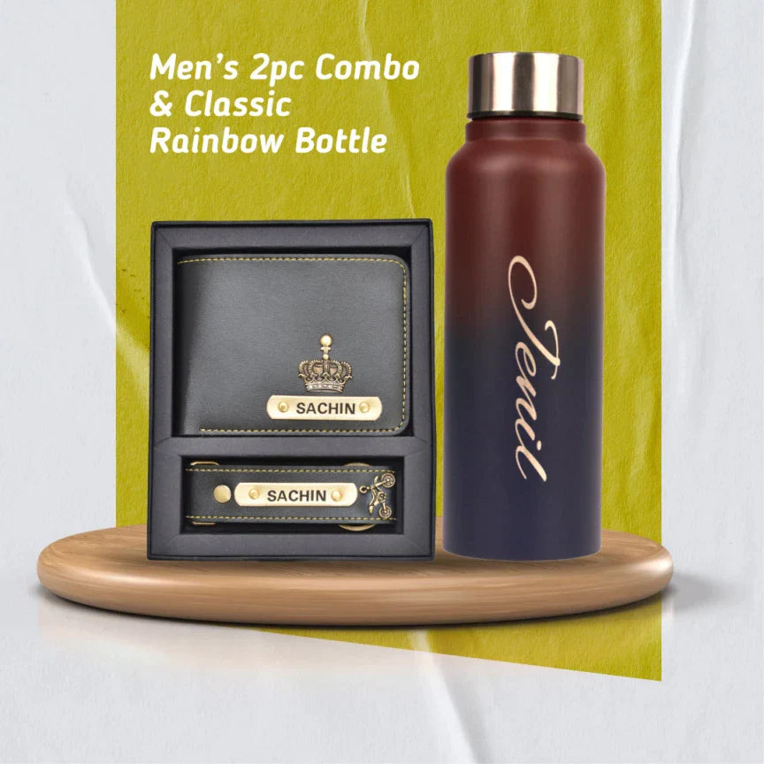 Customized Men's 3 Pcs Combo with Classic Bottle - Black