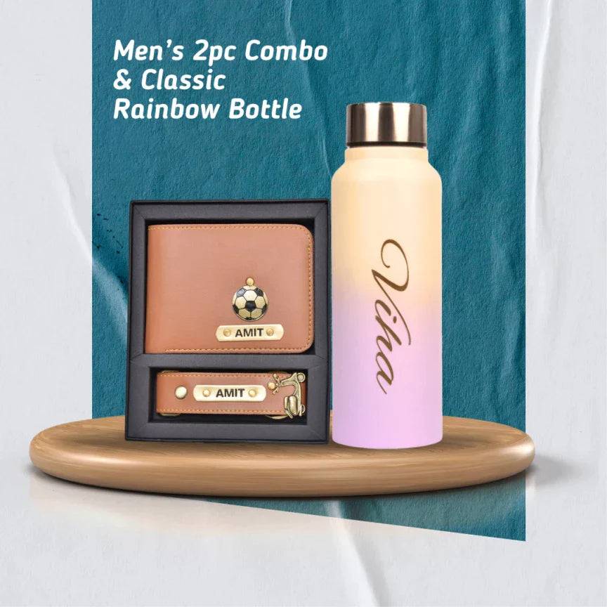 Customized Men's 3 Pcs Combo with Classic Bottle - Tan