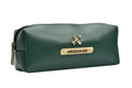 Personalized Vegan Leather Unisex Pencil Pouch - Olive Green
