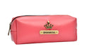 Personalized Vegan Leather Unisex Pencil Pouch - Pink