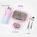 Personalised Engraved Tiffin Box Set With Bottle - Large - Pink