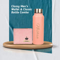 Customized Men's Combo Wallet & Bottle - Pink