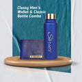 Customized Men's Combo Wallet & Bottle - Blue