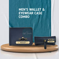 Personalized Men's Wallet and Eyewear Case - Blue
