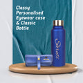 Personalized Perfect Classy Leather Eyewear Case - Blue