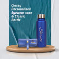 Personalized Perfect Classy Leather Eyewear Case - Blue