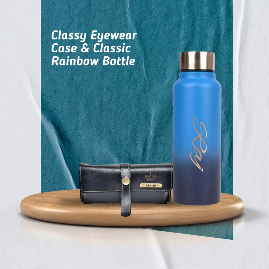Customized Perfect Classy Leather Eyewear Case Combo - Black