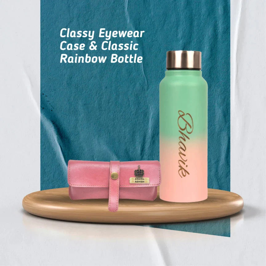 Customized Perfect Classy Leather Eyewear Case - Peach