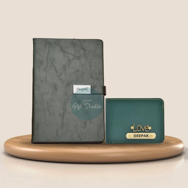Personalized Men's Wallet and Diary Combo - Black